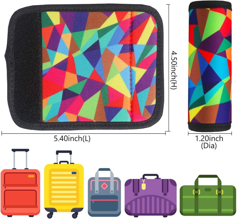 Gowraps Luggage Handle Wrap 2 Pack Luggage Handle Wraps for Suitcase Bright Neoprene Luggage Handle Covers/Extender/Identifiers-Travel Accessories Must Haves (Geometry-2 Pack) - Image 2